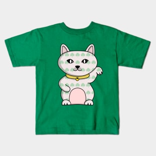 Lucky Cat Full of Clovers Kids T-Shirt